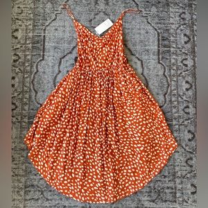Pink Diamond Rust Dalmatian Print Cowl Neck Midi Dress